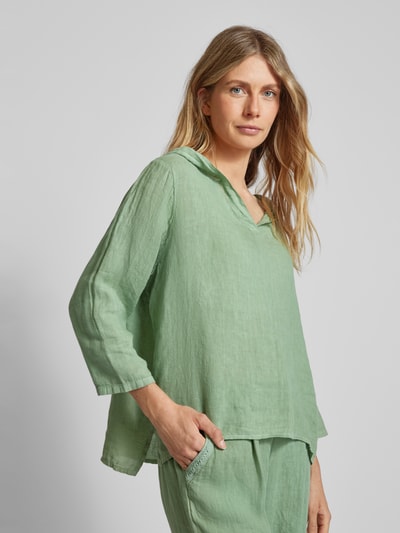 Heartkiss Linnen blouse met V-hals Kaki - 3