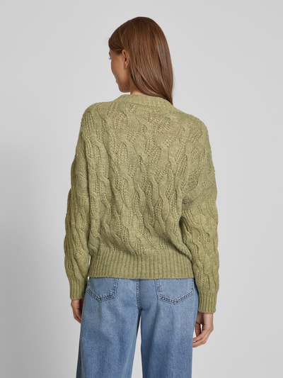 ZABAIONE Strickpullover mit gerippten Abschlüssen Khaki 5