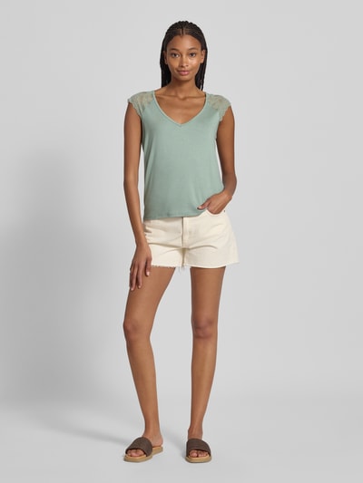 Only Regular Fit T-Shirt mit Kappärmeln Modell 'PETRA' Schilf 1