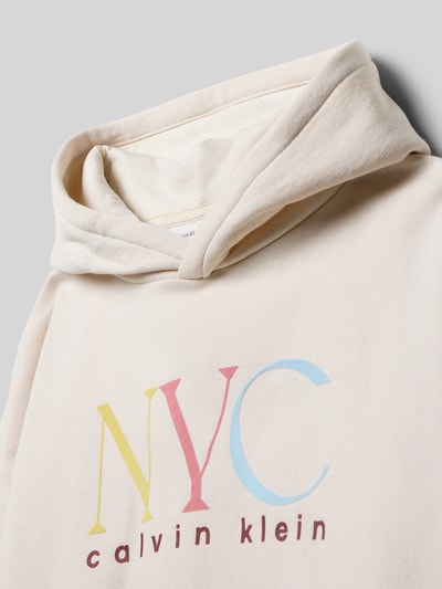 Calvin Klein Jeans Regular fit hoodie met logoprint, model 'Fleece' Ecru - 2