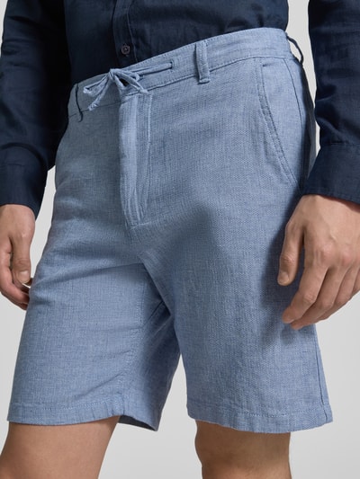 Selected Homme Slim Fit Bermudas aus Baumwoll-Leinen-Mix Modell 'BRODY' Blau Melange 3
