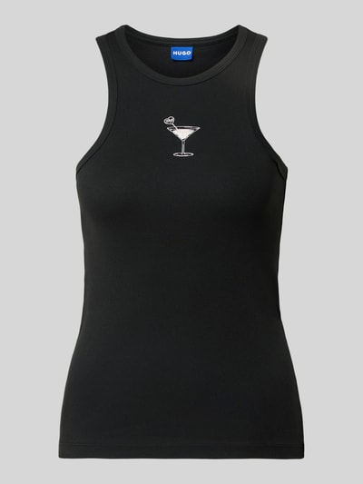 Produktfoto, Slim Fit Tanktop aus reiner Baumwolle Modell 'DIMARTINI_B' von Hugo Blue, Optik: Unifarben, Logo-Print, Motiv-Print, Rundhals, breite Träger, glatte Textur.