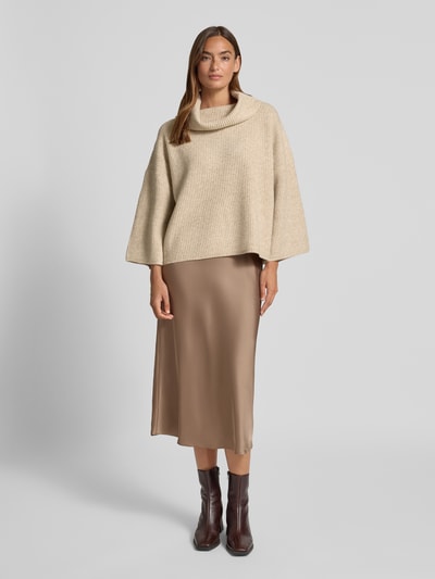 comma Relaxed Fit Strickpullover mit Rollkragen Sand 1