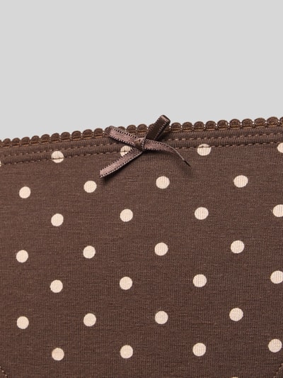 Produktfoto, Slip aus Baumwoll-Mix im 3er-Pack von Jake*s Casual in Braun mit weißen Punkten, feine Schleifen- und Spitzen-Details