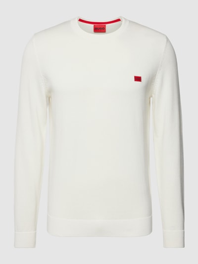 HUGO Pullover mit Label-Stitching Modell 'San Cassius' Offwhite 2