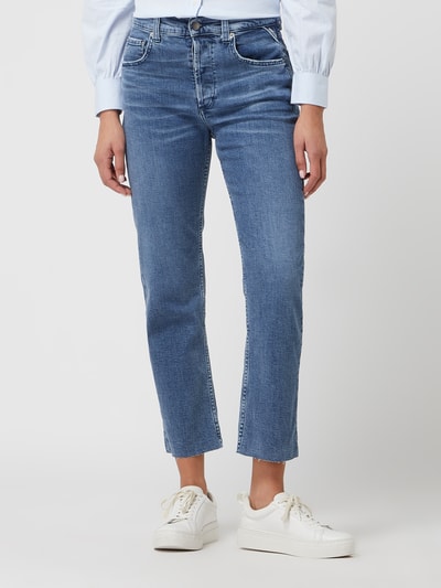 Replay Straight Fit High Rise Jeans mit Stretch-Anteil Modell 'Maijke' Blau 4