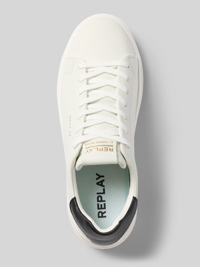 Produktfoto, Sneaker mit Logo-Details Modell 'NOTTING' von Replay in Weiß mit abgerundeter Form, strukturierter Sohle und Schnürverschluss, Herren Sneaker mit Logo und strukturiertem Material, Absatzhöhe 5 cm, Schafthöhe 7 cm, Schaftweite 8 cm