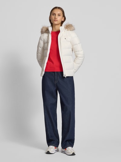 Tommy Jeans Shaped fit donsjack met logostitching  Offwhite - 1