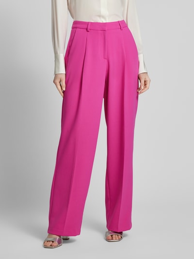 Milano Italy Wide leg stoffen broek met persplooien Felroze - 4