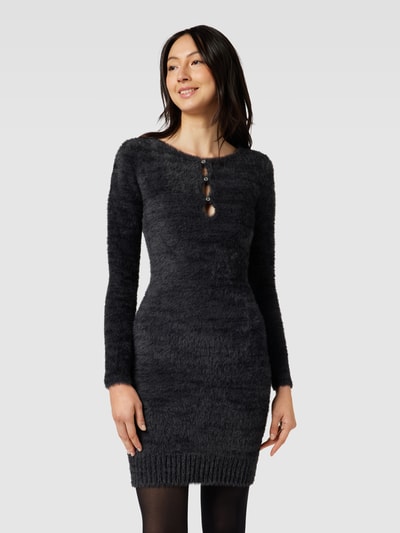 Guess Knielanges Kleid mit Kunstfellbesatz Modell 'ADELE' Black 4