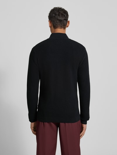 Matinique Slim fit gebreid jack met opstaande kraag, model 'Alagoon' Zwart - 5