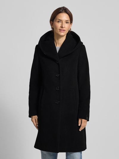 Milo Coats Lange wollen jas met kasjmier, model 'BELLA' Zwart - 4