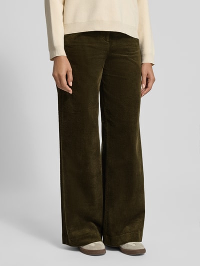 Marc O'Polo Spodnie sztruksowe z szeroką nogawką z czystej bawełny Khaki 4