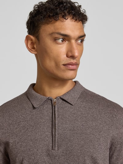 SELECTED HOMME Regular fit gebreide pullover van puur katoen, model 'BERG' Donkerbruin gemêleerd - 3