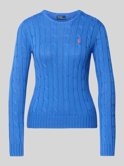 Polo Ralph Lauren Gebreide pullover met kabelpatroon, model 'JULIANNA' Bleu - 2
