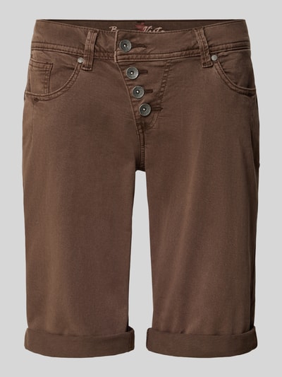 Produktfoto, braune Damen Bermudas mit Knopfleiste Modell 'Malibu' von Buena Vista, Baumwoll-Mix mit Viskose, Regular Fit, sichtbare Taschen, glatte Textur