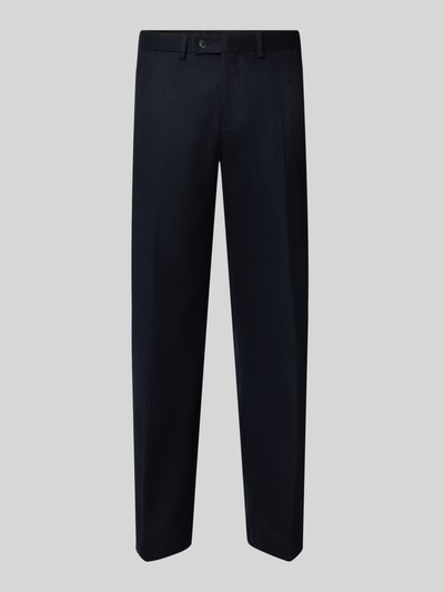 Produktfoto, Anzughose mit Bügelfalte und Eingrifftaschen von Christian Berg Men, donkerblauw, scheerwolmix, straight fit, knoop-, haak- en ritssluiting, Franse steekzakken, strookzak aan de achterkant, bandwijdte maat 50: 47 cm, binnenbeenlengte maat 50: 82 cm