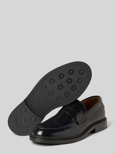 Produktfoto, Loafer aus echtem Rindsleder Modell 'CARTER LEATHER' von SELECTED HOME, Optik: Unifarben mit Lederoptik, runde Schuhspitze, Blockabsatz, Schlupf/offen, strukturierte Sohle, Materialverarbeitung: Glattleder