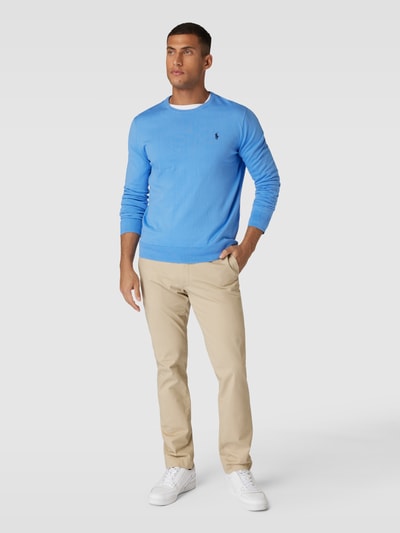 Polo Ralph Lauren Slim Fit Strickpullover mit Label-Stitching Bleu 1