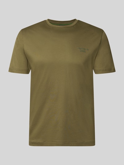 Produktfoto, Regular Fit T-Shirt aus reiner Baumwolle Modell 'PS Spirit 70 Grx' von BOSS Green X PORSCHE, jednokolorowy, krój regular fit, aplikacja z metką, okrągły dekolt, krótki rękaw, rozciąganie w 4 płaszczyznach, czysta bawełna