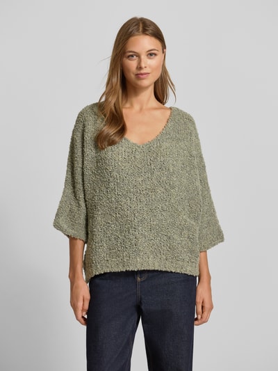ZABAIONE Relaxed Fit Strickpullover mit Woll-Alpaka-Anteil Modell 'Em44maa' Khaki 4