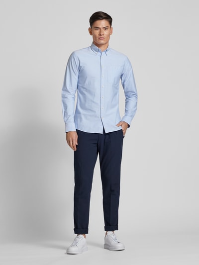 Profuomo Slim fit zakelijk overhemd met button-downkraag Bleu - 1