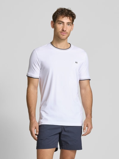 Christian Berg Men T-Shirt mit gerippten Abschlüssen Weiss 4