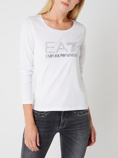 EA7 Emporio Armani Longsleeve mit Logo aus Nieten Weiss 3