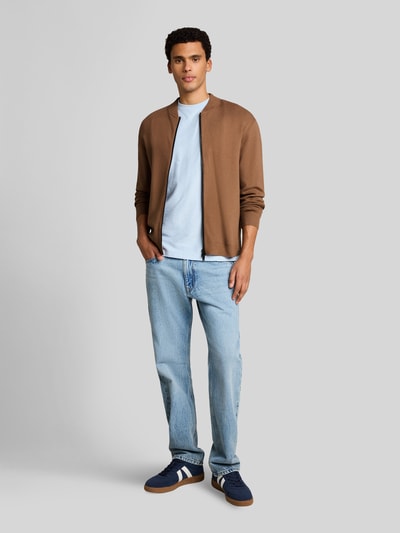Tom Tailor Denim Strickjacke mit Reißverschluss-Stehkragen Mittelbraun 1