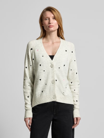 Tom Tailor Denim Comfort Fit Strickjacke mit Herz-Stickerei Offwhite 4