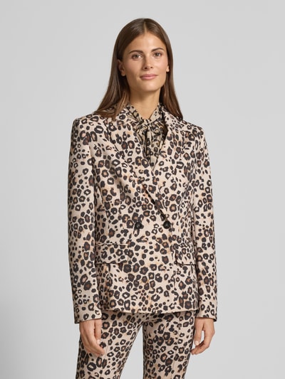 Marc Cain Regular Fit Anzugblazer mit Allover-Animal-Print Camel 4