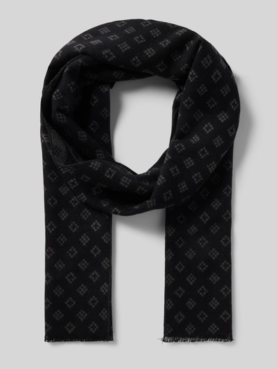 Christian Berg Men Szal z wiskozy ze wzorem na całej powierzchni Czarny 1