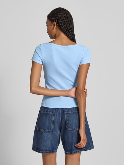 Tommy Jeans T-shirt o kroju slim fit z dzianiny o fakturze wafla Jasnoniebieski 5