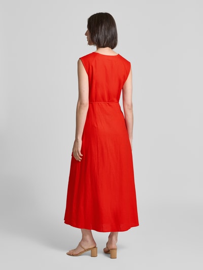 GUIDO MARIA KRETSCHMER WOMAN Wickelkleid aus Leinen-Mix mit V-Ausschnitt Modell 'GINA' Hellrot 5