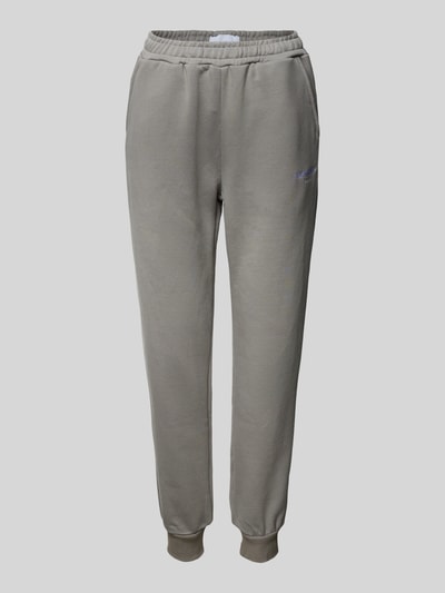 Sixth June Regular fit sweatpants met labelstitching Zand - 2