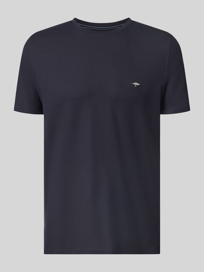 Productfoto, Regular Fit T-shirt met logostitching van Fynch-Hatton, heren t-shirt van puur katoen, ronde hals, ruglengte maat M 68 cm