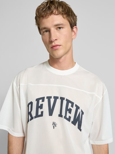 REVIEW T-Shirt aus Mesh mit Logo-Print Offwhite 3