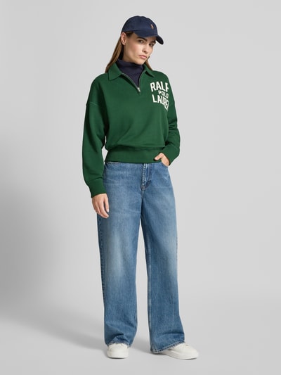 Polo Ralph Lauren Sweatshirt met labelprint en ritssluiting Donkergroen - 1