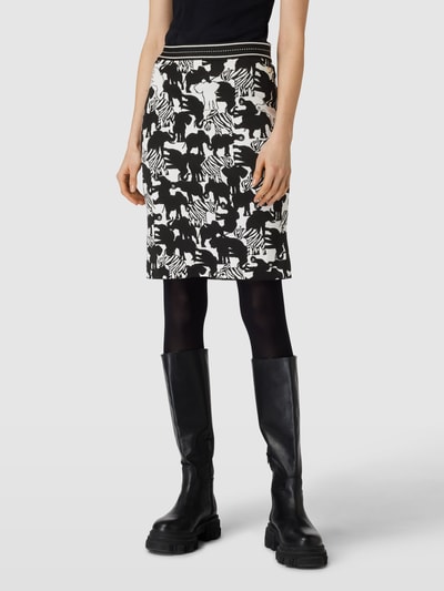 Marc Cain Knielange rok van viscosemix met all-over dierenprint Wit - 4