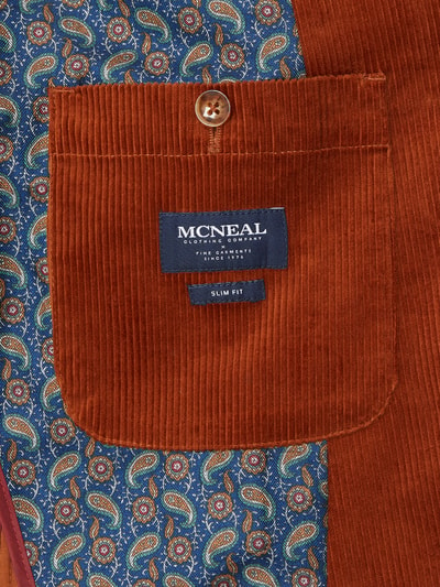 MCNEAL Marynarka na 2 guziki o kroju slim fit ze sztruksu model ‘Max’ Rdzawoczerwony 5