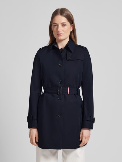 Tommy Hilfiger Trenchcoat mit Gürtel und Schulterriegeln Dunkelblau 4