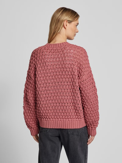 Jake*s Casual Gebreide pullover met ajourpatroon Oudroze - 5