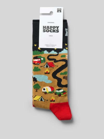 Happy Socks Socken mit Label-Print Modell 'Camping' Beige 3
