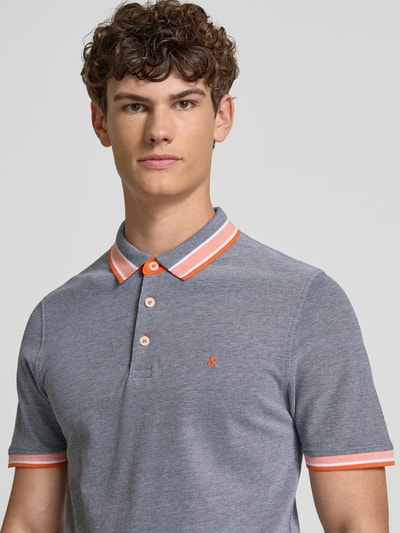Jack & Jones Regular fit poloshirt met labelstitching, model 'PAULOS' Marineblauw - 3