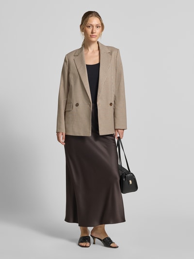 MANGO Straight Fit Blazer mit Viskose-Anteil Modell 'Charlott' Dunkelbraun 1