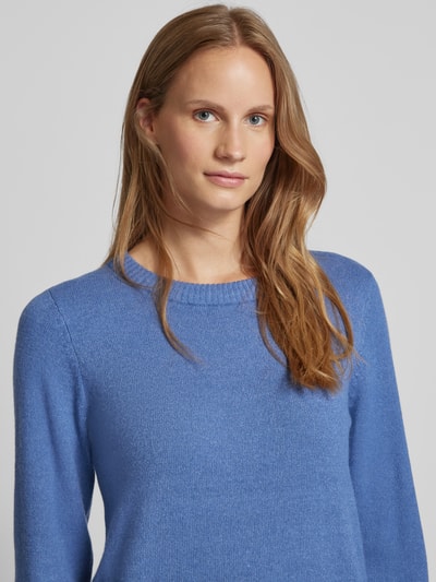 Vila Gebreide pullover met ribboorden, model 'Viril' Blauw - 3