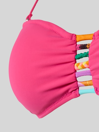 Produktfoto, Bikini-Oberteil mit Zierbesatz Modell 'Zino' von Banana Moon, elastyczny materiał, kolor różowy, damskie, detal