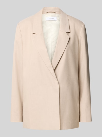 Produktfoto, cremefarbener Regular Fit Blazer mit Reverskragen von COMMA, feine Struktur, Knopfverschluss, glattes Innenfutter, Größe 36