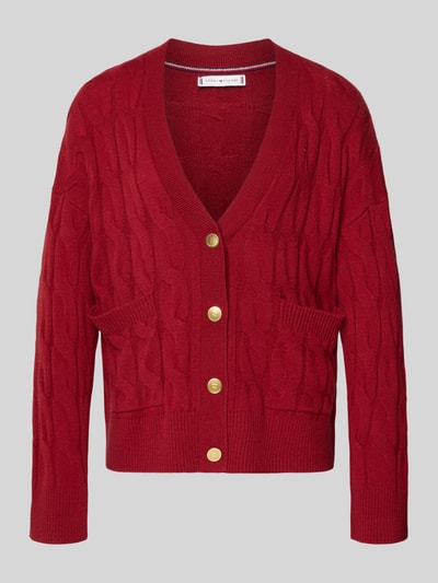 Tommy Hilfiger Kurtka z dzianiny o kroju oversized z czystej wełny Czerwony 2