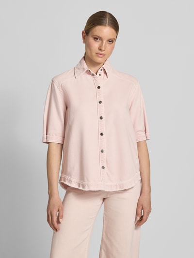 Marc Cain Jeansbluse mit Fransensaum und 1/2-Arm Rosa 4
